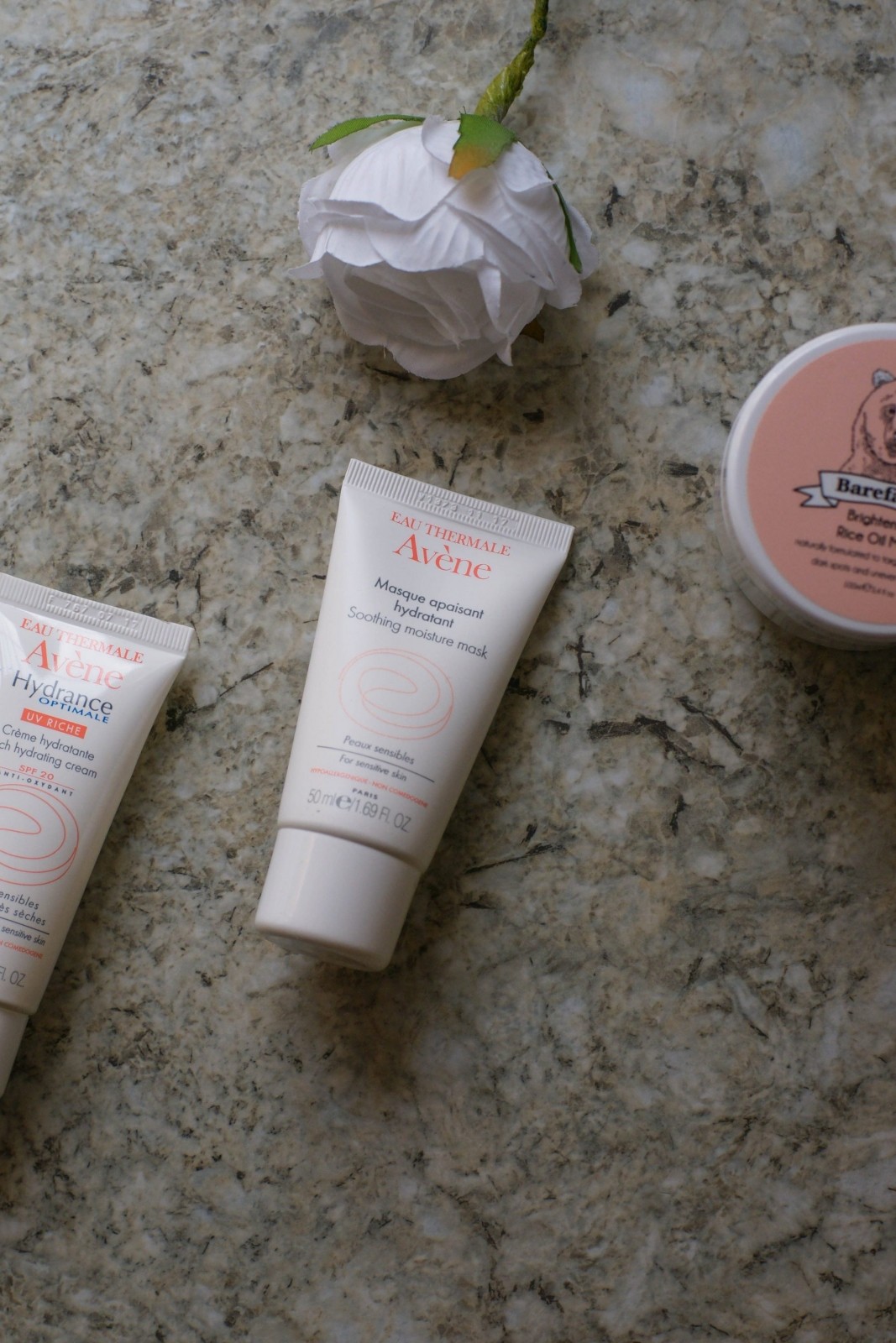 Avène Hydrating Moisture Mask & Barefaced Rice Oil Mask Review - BRONDEMA